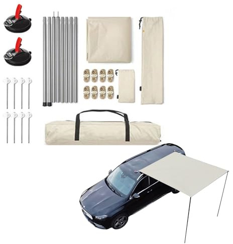 Car Awning Sun Shelter - Overlanding Roof Shade, Car Side Awning | Weatherproof Pu3000mm Shelter, Uv50+ Vehicle Roofftop Tent With Mounting Hardware Shade Cover For Camping Overlanding Travel