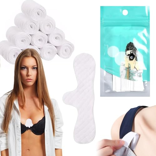MEOAlBkey Breast Pads Bra Liners for Sweat, Reusable Under Bra Sweat Liners & Underboob Sweat Pads 10 Pack with 36 Anti-Slip Stickers Soft Maternity Bra Liners for Women Breastfeeding & Daily Use