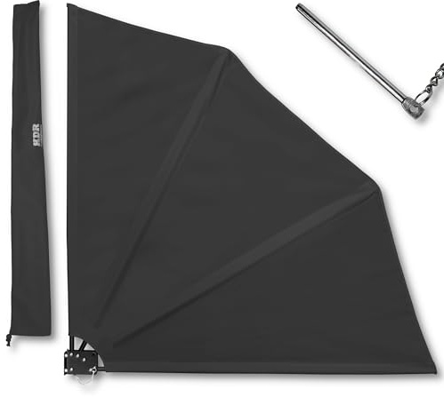 KDR Balcony Fan, 120 x 120 cm, Anthracite, Wind & Privacy Screen for Balcony and Patio, Awning with UV-Resistant Polyester, Foldable with Wall Mount, Protective Cover and Mounting Accessories