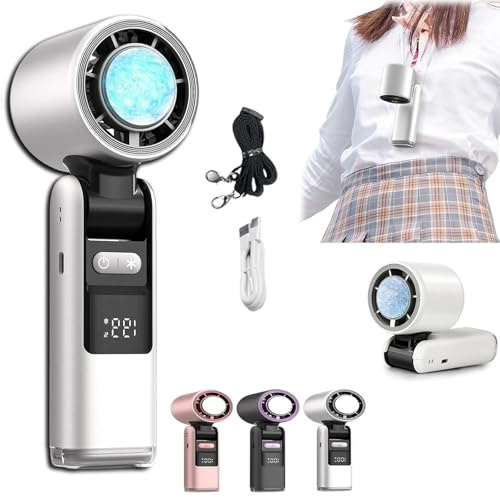 Bärbar handhållen turbo iskylande fläkt, 5-växlad hopfällbar minifläkt med AC-liknande geldykteknik, USB-uppladdningsbar personlig kylare för resor, utomhus, kontor, camping