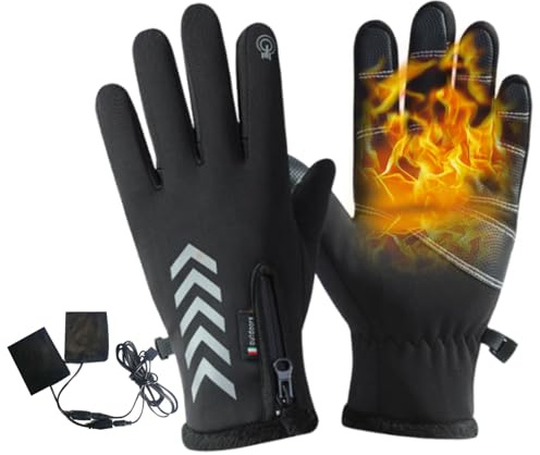 Gants Chauffants USB Hommes Femmes Écran Tactile 5S Mitaines Chauffantes Rapides Gants de Ski Antidérapants Etanches Cyclisme d'hiver avec Doublure Chaude et Boucle pour Activités d'intérieur et 'ex