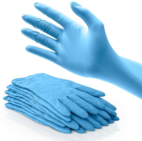 200 Disposable Gloves Medium Blue Gloves Strong Grip Work Gloves for Daily Use Protection Professional Food Safe Nitrile Disposable Gloves.