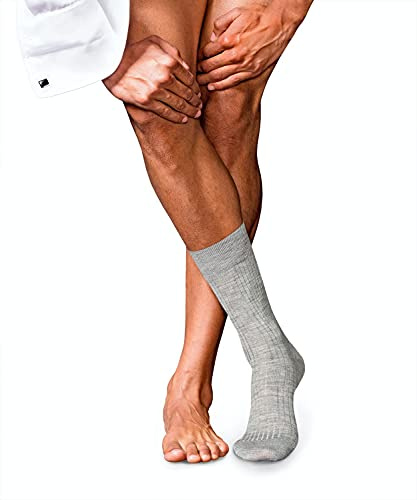 FALKE Men's No. 7 M So Wool Plain Socks 1 Pair, Grey Light Melange 3388, 7-8