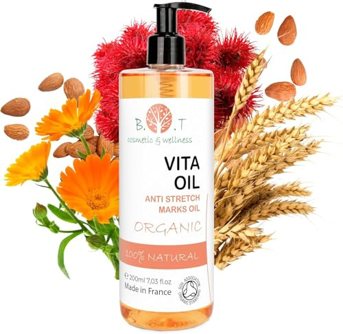 Vita Oil Anti-Stretch Marks: Pregnancy Stripes, Body Firming Oil, Tackles Skin Sagging by 87%, Enhances Skin Appearance, Elasticity Booster (Almonds, Vitamins A & E) - 200 ml