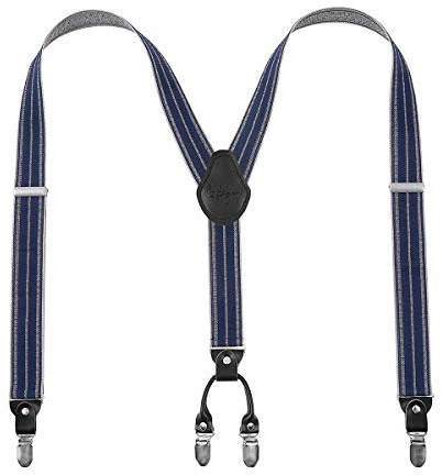 Lafayon Mens Braces 4 Clips Y-Back 3.5 cm Wide Heavy Duty Adjustable Elastic Braces for Men Trousers with Strong Metal Clips