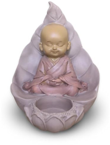 Zen'Light CH02 Buddha-Figur, Kerzenhalter, Teelichter, Feng Shui-Objekt, Glücksbringer, Geschenkidee, Zen, Höhe: 13 cm, Farbe Beige und Altrosa, Zen'Light, Polyresin, CH2