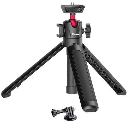 ULANZI MT-16 Extendable Mini Camera Tripod, 4 Levels Adjustment 360° Ball Head Cold Shoe Lightweight Portable Vlog Travel Selfie Stick Handle Grip Desktop Webcam Tripod for DSLR Action Camera
