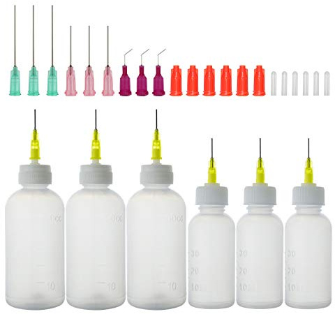 LMYKH Needle Bottle Applicator, Needle Tip Glue Bottle, Squeeze Bottle with Fine Tip for Liquid, Glue Oil, Acrylic Paint (30 Millilitres, 50 Millilitres)