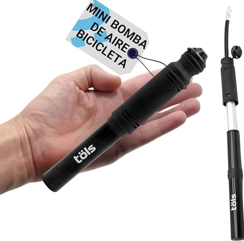 TÖLS Mini Bomba Bicicleta Lexia Pro - Mini Bomba de Aire Bicicleta 110 PSI 7,5 Bar - inflador Bicicletas con latiguillo Incluido - hinchador Bicicleta Super Ligero - Mancha para Bicicleta - Bike Pump