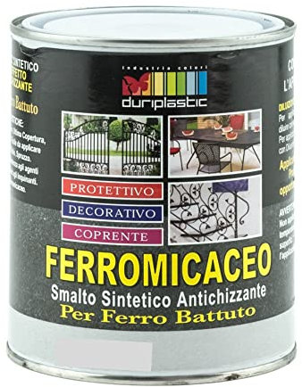 Durilux Smalto Sintetico Ferromicaceo Antichizzante Protettivo per Ferro e Creazione Ornamentali Stile Antico Moderno e Ferrobattuto (Litri 0,750, Grigio Scuro)