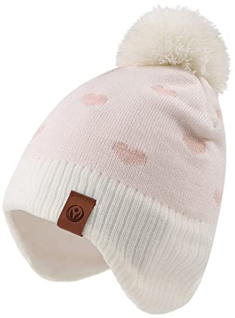 XIAOHAWANG Dinosaure Bébé Chapeau Écharpe Ensemble Chapeaux d'hiver pour Enfant Garçon Fille Bonnet de Chaud Automne 0 à 7 Ans(Blanc Cœur Chapeau,4 à 8 Ans)