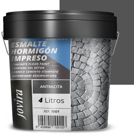 JOVIRA PINTURAS Resina-Esmalte Hormigón Impreso. Resina renovadora para pavimentos de hormigón. (4 Litros, Antracita) I-4