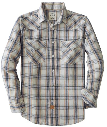 Dubinik® 6 oz Chemise Flanelle Homme Manches Longues Fermeture à Pression | Vintage, Western, Cowboy, Casual, Coton Respirant, Tissu Pré-rétréci, Lavable Machine, Deux Poches Rabat, Bucheron