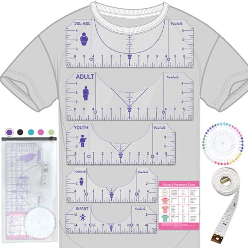 Tshirt Ruler Guide for Vinyl Alignment T Shirt Ruler to Center Designs T-Shirt Alignment Tool for Embroidery Logo Vinyl Placement Tee Shirt Guide Ruler for Heat Press Tshirt Printing Guide Set