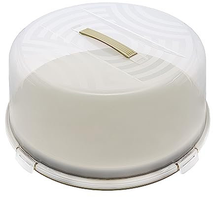 BranQ - Home essential Conteneur à gâteau rond Joy avec couvercle haut et poignée pratique, plastique (PP), sans BPA, couleur sauge/transparent, 334 x 156 mm