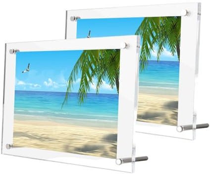 TUKA-i-AKUT 2X Acrilico Cornice Portafoto per Foto di 13x18cm, Cristallo Trasparente a Doppio Acrilico Pannello, Cornice per Display da Tavolo per Documenti Certificati Volantini Poster, TKD9400-7z-2x
