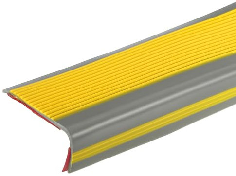 QUARKZMAN 3.2Ft Profilo per Scale, Protezione Autoadesiva Bordi Scale Pvc 3 mm Bordo per Scale Forma L Bordi per Scale Bordi per Scale per Esterni Interni, Giallo/Grigio