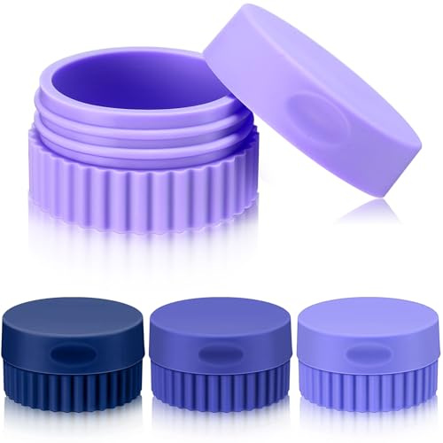 Perthlin 4 Pièces Recipient de Voyage pour Articles de Toilette Petits Pots de Crème en Gel de Silice 0,68 Once Étanches Flacon de Format Voyage avec Couvercle pour Cosmétique(Couleur Bleue)