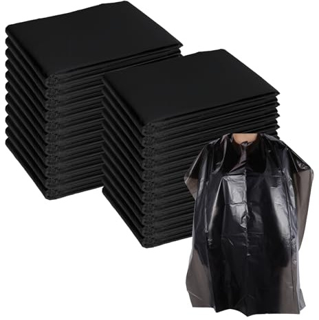 100 Pcs Disposable Capes Hair Salon Waterproof Hair Cutting Hairs Dye Cape Black Barber Capes Bulk Disposable Hairdressing Gown Coloring Apron Shawl Hairdressing Cape Adults, 36.2x51.2inch
