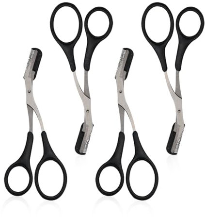 4 Pieces Women’S Eyebrow Scissors, Eyebrow Styling Scissors, Stainless Steel Elbow Scissors, Eyebrow Scissors With Comb, Manual Eyebrow Trimmer, Eyebrow Grooming Accessories
