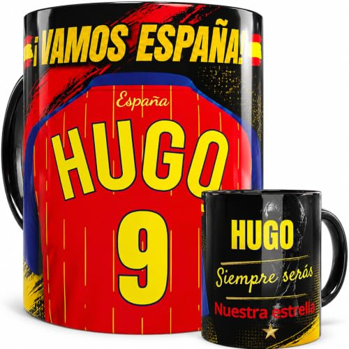 Taza Personalizada España Fútbol con Nombre, Número y Dedicatoria Regalo Original Aficionado Selección Española Taza Cerámica Personalizable Mundial, Eurocopa, Cumpleaños Niño o Adulto