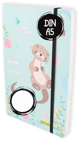 Online Bullet Journal Otter Dotted A5 con elastico, carta FSC, 120 g/m², 144 pagine interne a pois con copertina morbida, diario per appunti, schizzi, lettering Bullet Journaling
