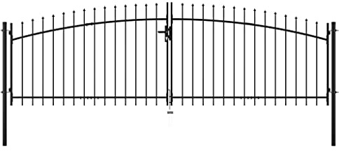 Verderoom Cancello Doppio con Punte a Lancia 400x150 cm, Cancello Giardino Esterno, Cancello Esterno, Cancelletto Giardino, Cancelletto Pedonale, Cancelli in Ferro