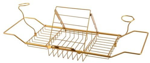 Vllentin Baignoire télescopique,Tablette de Baignoire,Support Baignoire,Extensible 61-85cm,Amovibles,Acier Inoxydable,Espace pour Verres à vin,Livres,tablettes,téléphones Portables