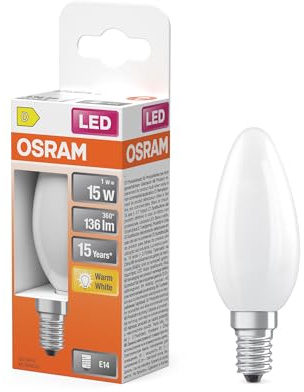 Osram LED Retrofit CLASSIC B in B-Form, LED-Lampe, Glas, Matt, 1 W, 136 lm, 2700 K, CRI 80