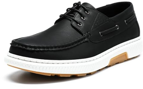 Allthemen Hombre Zapatillas Oxford De Piel Auténtica Para De Estilo Casual Formal Con Cordones Caña Baja | Mocasines cómodos sin cordones, lisos, para barco, elegantes y ligeros con cordones