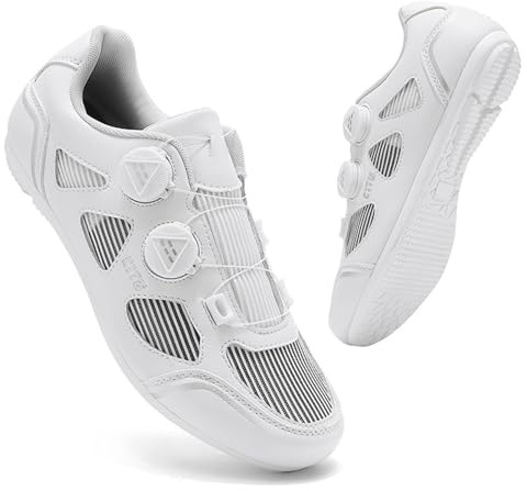 Hiuzylqx Herren Fahrradschuhe mit Gummisohle Moden Rennrad und Schuhe No-Lock MTB Unisex Radsportschuhe Draussen,Weiß,43 EU