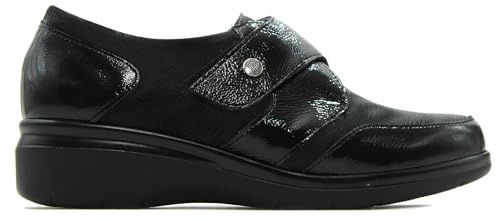 PITILLOS - Blucher,mocasín,Zapato con Tira adesiva,Casual,Piel y Tela,Plantilla Extraible,Deportivo,Sneaker para: Mujer Color: Negro Talla:36