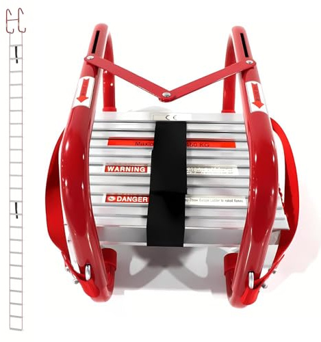 Scala antincendio di emergenza, scala di sicurezza pieghevole portatile per fuga da finestre e balconi, capacità portante 450 kg, 7,5 m, per 2-6 piani
