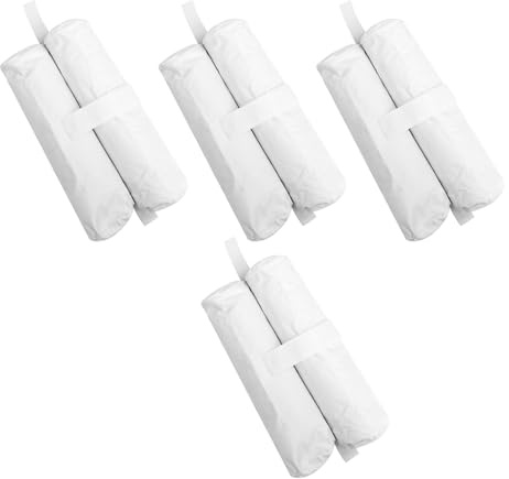 VILLCASE 4 pièces Sacs de Poids pour Tonnelle Lot Sable Blancs Renforcés avec Fermeture Zippée Résistants Au Vent pour Pavillon Extérieur et Abri Instantané