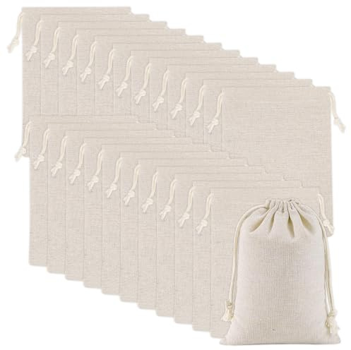 Saquitos de tela, 24 unidades, 13 x 18 cm, pequeñas bolsas de tela de algodón con cordón, bolsas de lino reutilizables, para calendario de Adviento, bolsas de tela, para manualidades, Navidad, bodas