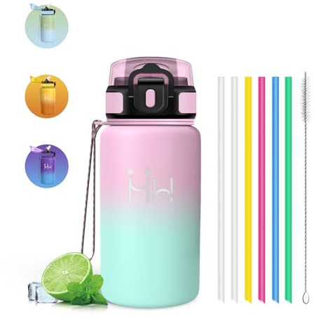 Borraccia Termica - 500 ml - Borraccia Acciaio Inox - Borracia con Cannuccia - Senza Perdite- Borracce Bambini - Mantiene Caldo per 12 Ore/Freddo 24 Ore, Termos per Scuole, Campeggio, Uffici