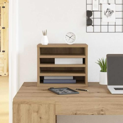 Runheo Organiseur de bureau Artisan en chêne 36 x 26 x 29,5 cm pour bureau, organisation, classeur, porte-documents, porte-lettres, collecteur debout et rangement sur le lieu de travail