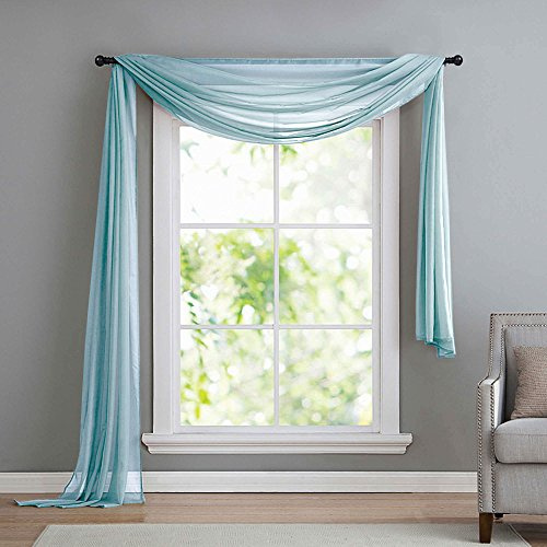 Gardinenbox, mantovana in Voile, Poliestere, Azzurro, 600 x 140 cm