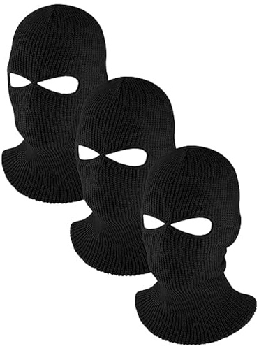 3 Pcs 2 Hole Balaclava Ski Mask Man, Winter Face Cover M Black