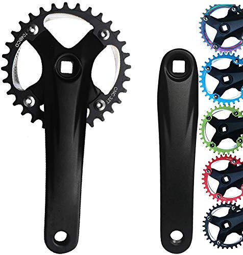 GANOPPER Juego de bielas cuadradas 32T para Bicicleta de Carretera de una Sola Velocidad, 104 BCD 32 T, bielas de 170 mm para MTB de 9, 10, 11 velocidades