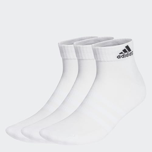 adidas Unisex - Adulto Cushioned Sportswear Ankle Socks 3 Pairs, White / Black, 8.5-10