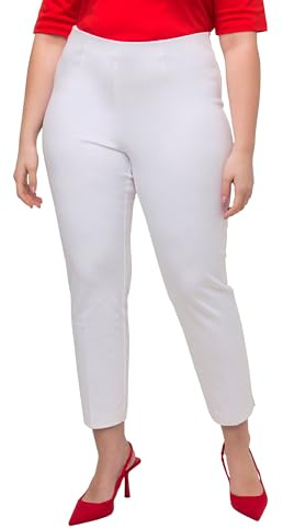 Ulla Popken Pantalon 7/8 pour Femme, Coupe Slim, Taille élastique, Blanc, Taille 48, Blanc., 48