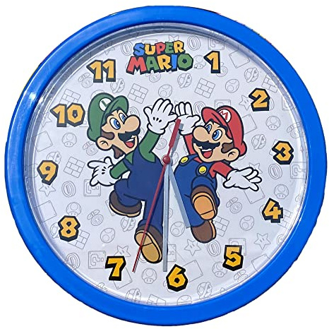 CARTOON Orologio parete analogico Super Mario per bambini 25 cm per cameretta stanza dei giochi