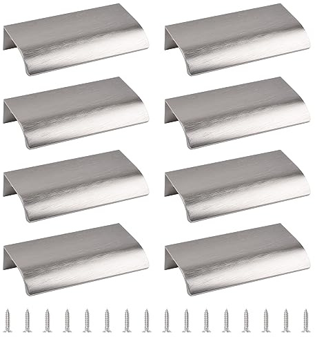 MOROBOR Finger side pull, 8pcs poignée cachée style moderne poignée de tiroir, aluminium poignée invisible armoire matériel tiroir armoire poignées, 80mm / Nickel brossé