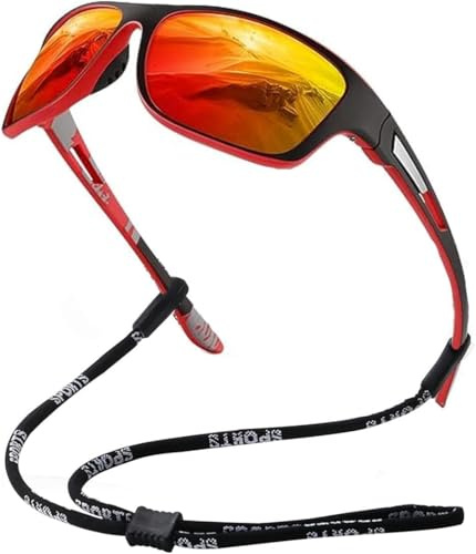 FDEETY Gafas de Sol Deportivas Polarizadas para Hombre y Mujer Protección UV400 para Ciclismo Pesca Golf Running Conducción Esquí Senderismo (Rojo)