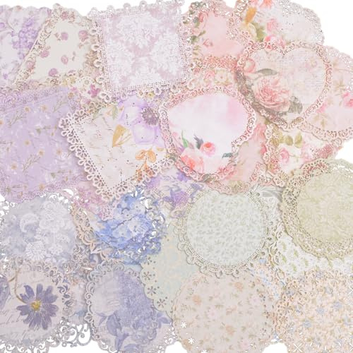 URROMA Vintage Scrapbook Paper Lace, 40pcs 4 Scrapbook Supplies for DIY Cards, Scrapbooks, Photo Frames, Albums, Crafts, Card Making