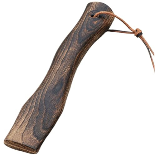 Obelunrp Handtag i yxa, 25 cm (10 tum) träyxhandtag ersättning med hängande rem i läder, axelhandtag ersättning för gränssnitt (3,8 x 1,3 cm)
