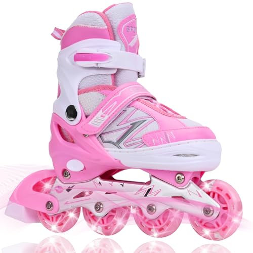 DUZSKJ Verstellbare Inline Skates für Kinder, Jungen und Mädchen - Einstellbare Rollschuhe für Anfänger, Outdoor und Indoor Spielen
