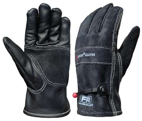 AOUCHI Guantes de trabajo de cuero de agarre firme para hombres con forro de algodón, guantes de trabajo medianos a prueba de espinas para poda de rosas, soldadura TIG/MIG, construcción, conducción