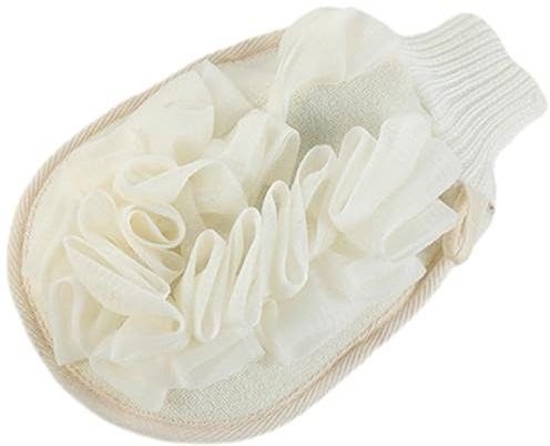 OFFIGAM Bath Exfoliating Shower Gloves with Flax Material for Soft and Gentle Skin Scrubbing, Easier Back Scrubbing Mitts for Bathing and Bathroom Use